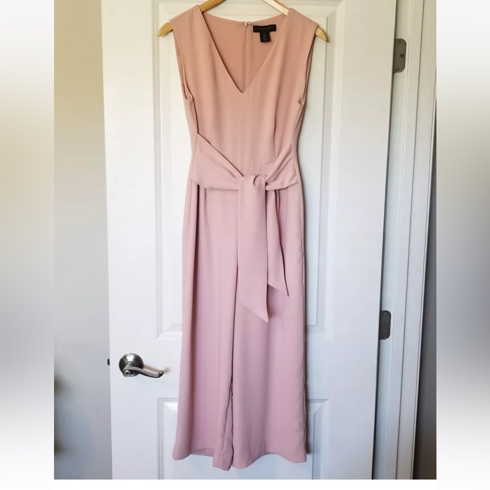 Tahari Blush Rose Pink Sleeveless Capri Midi Jumpsuit Women's Size 6